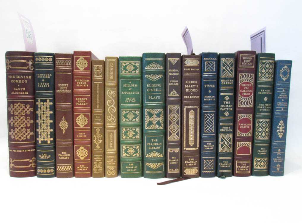 Appraisal: FIFTEEN LEATHER BOUND BOOKS BY FRANKLIN LIBRARY Titles include Where