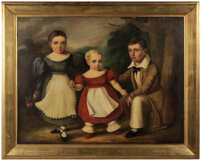 Appraisal: American School th century Three Children in a Mountain Landscape