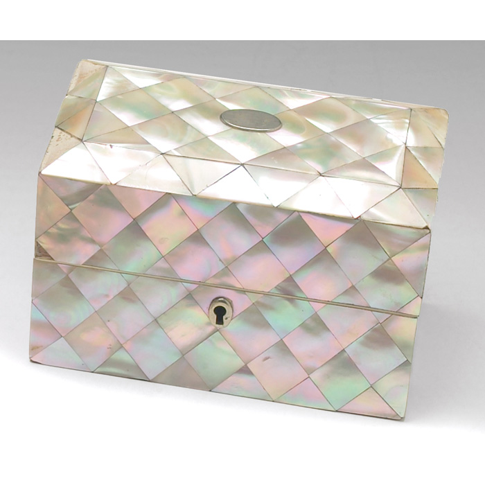 Appraisal: Mother of Pearl box square form with inlaid mother of