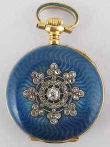 Appraisal: An carat gold and enamel lady's fob watch with a