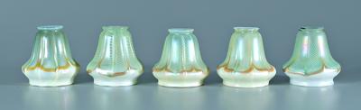 Appraisal: Five Steuben art glass shades pale green feather design on