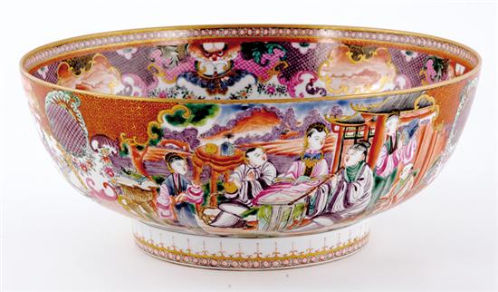 Appraisal: Chinese Export porcelain punch bowl last quarter th century exterior