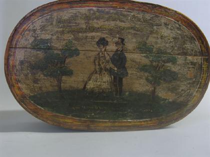 Appraisal: Painted and decorated bride's box th century The oval form