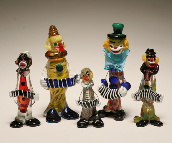 Appraisal: Five Murano art glass clown musicians each figure plays the