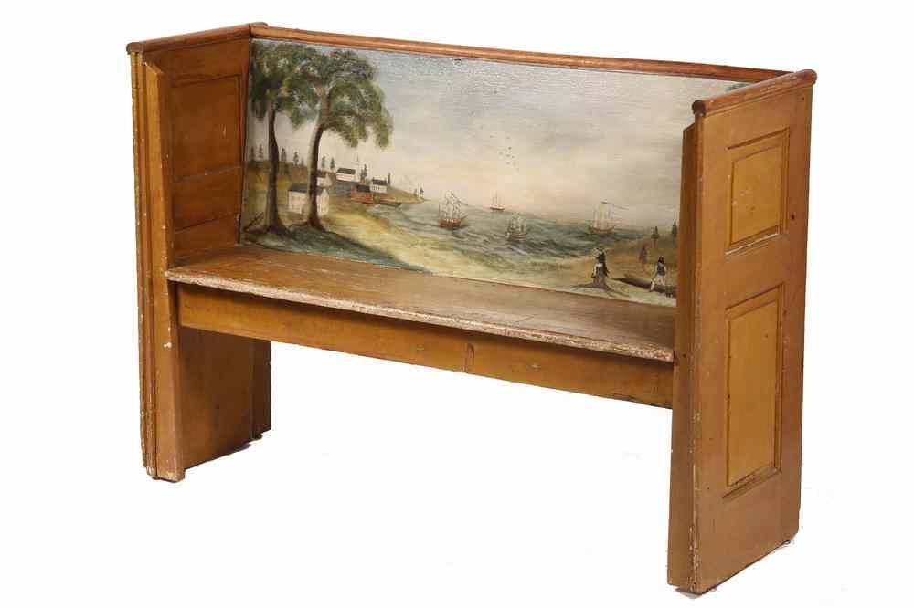 Appraisal: ARTIST PAINTED CHURCH PEW - th c New England Church