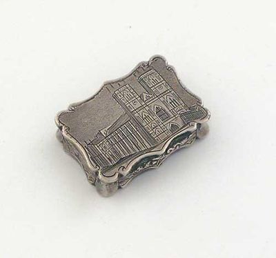 Appraisal: A small Victorian engraved 'castletop' vinaigrette with a view of