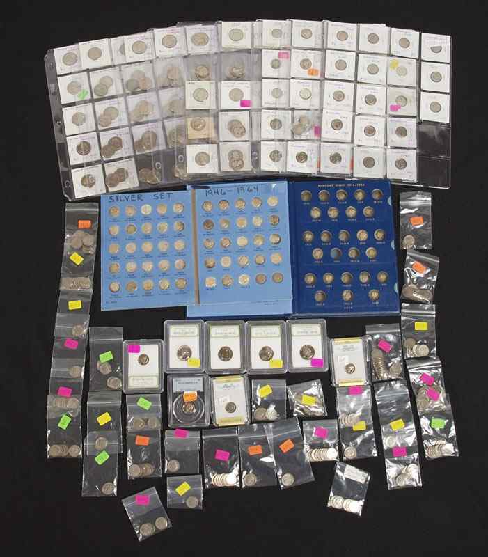 Appraisal: COLLECTION OF SILVER AND LATER QUARTERS AND DIMES Quarters to