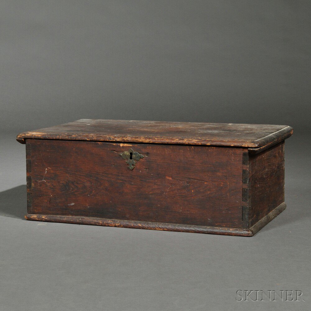 Appraisal: Pine Desk Box probably Massachusetts early th century the hinged