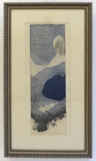 Appraisal: Anshi Uchima - Rain In The Mountains A colored woodcut