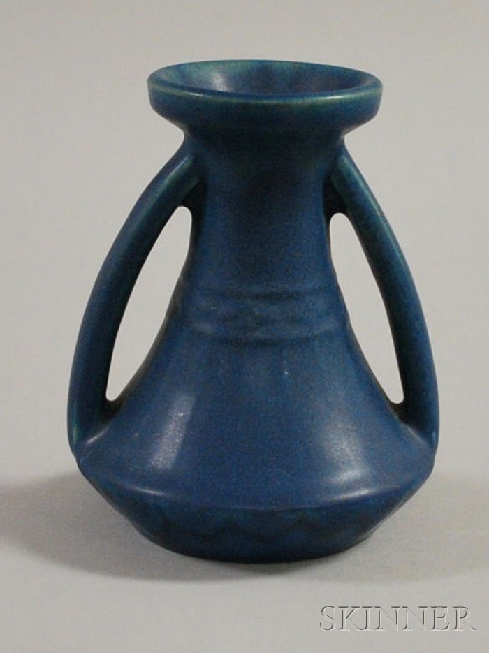 Appraisal: Rookwood Pottery Matte Blue Glazed Two-handled Vase impressed marks shape