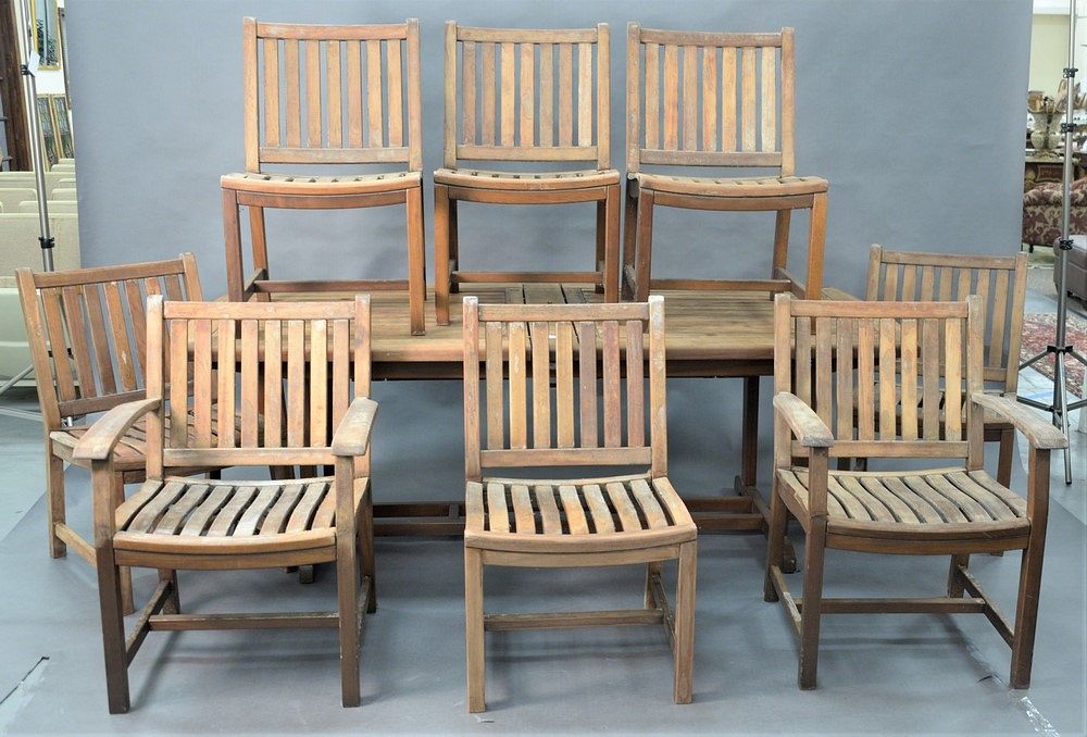 Appraisal: Nine Piece Brazilian Cherry Outdoor Patio Set to include eight