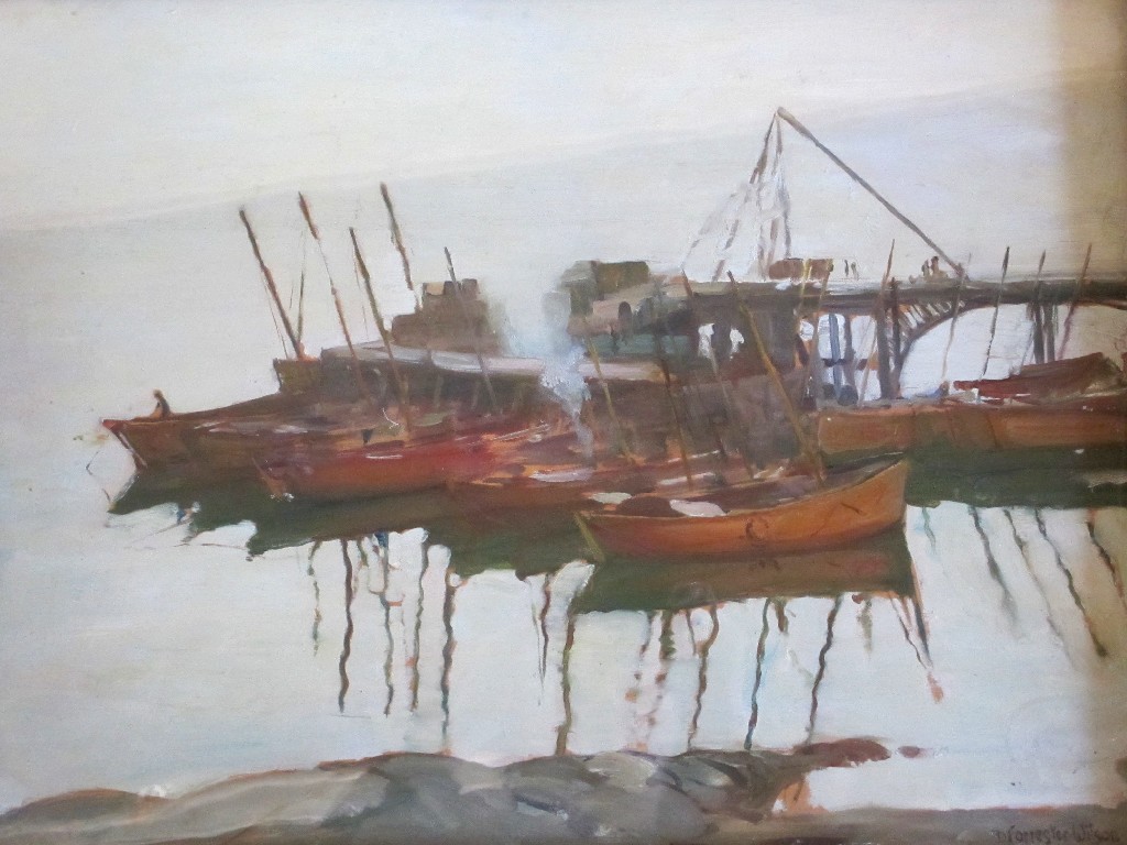 Appraisal: DAVID FORRESTER WILSON ARSA - FISHING BOATS CARRADALE Oil on