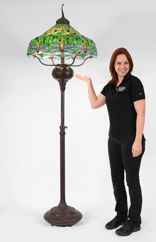 Appraisal: TIFFANY STYLE BRONZE LEADED GLASS FLOOR LAMP The shade in