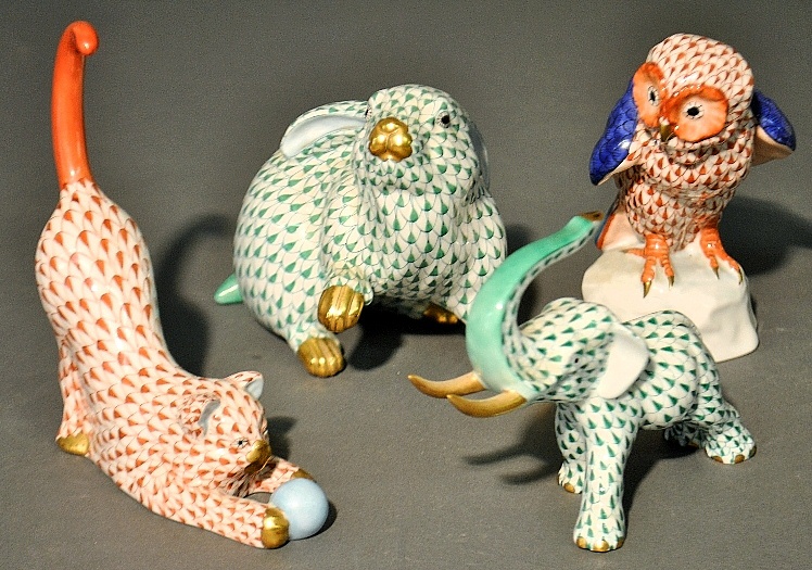 Appraisal: - Four Herend porcelain animals including a large rabbit h