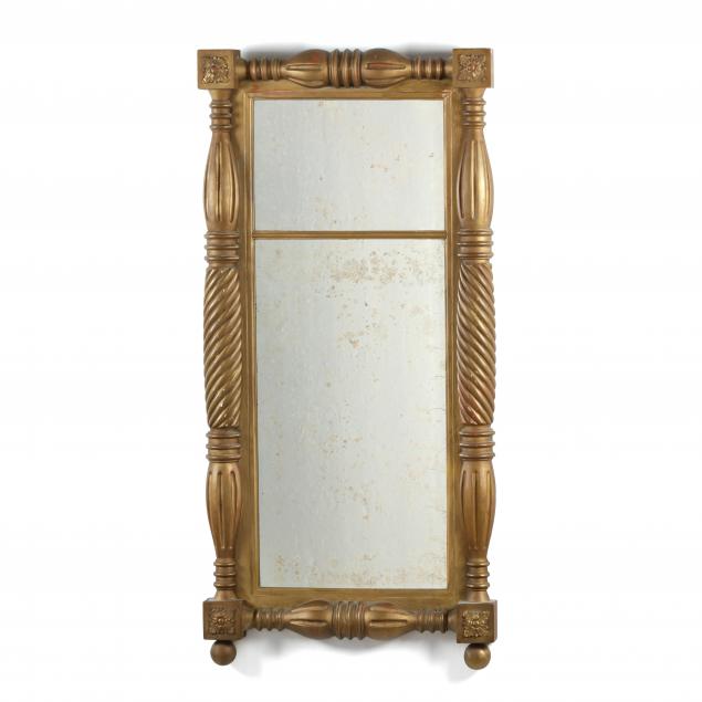 Appraisal: ANTIQUE LATE FEDERAL GILTWOOD WALL MIRROR Circa gesso and gilt