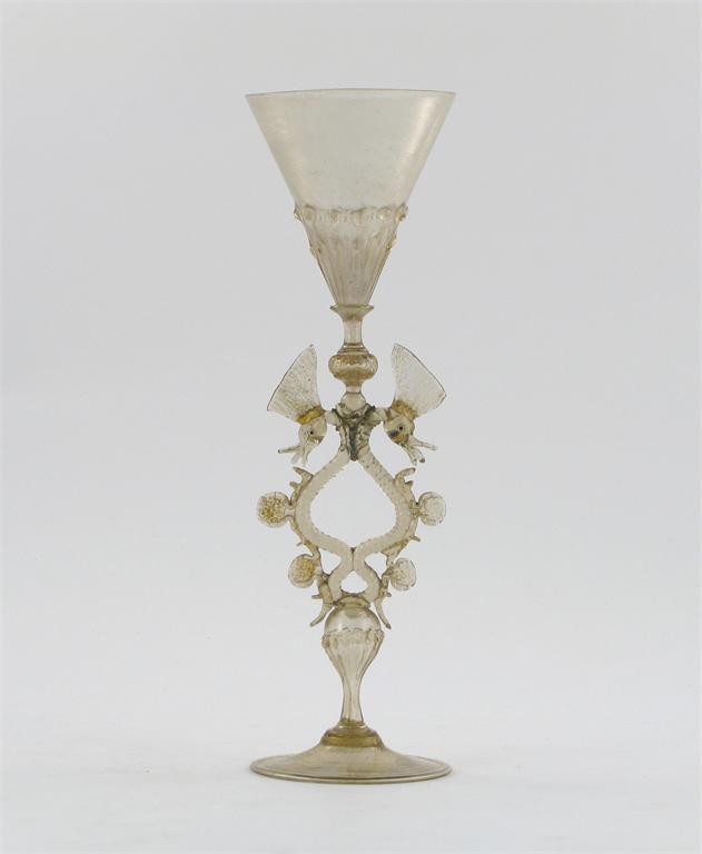 Appraisal: A Venetian glass winged goblet