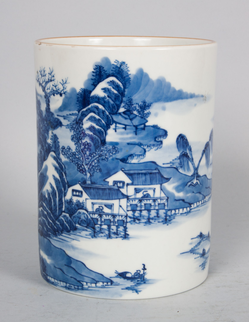 Appraisal: Chinese Export porcelain blue and white vase cylindrical form with