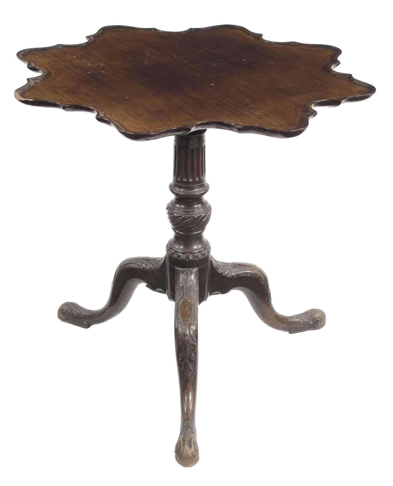 Appraisal: A mahogany tripod table in Chippendale style