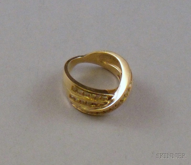 Appraisal: kt Gold and Diamond Ring Crossover Band size Approx dwt