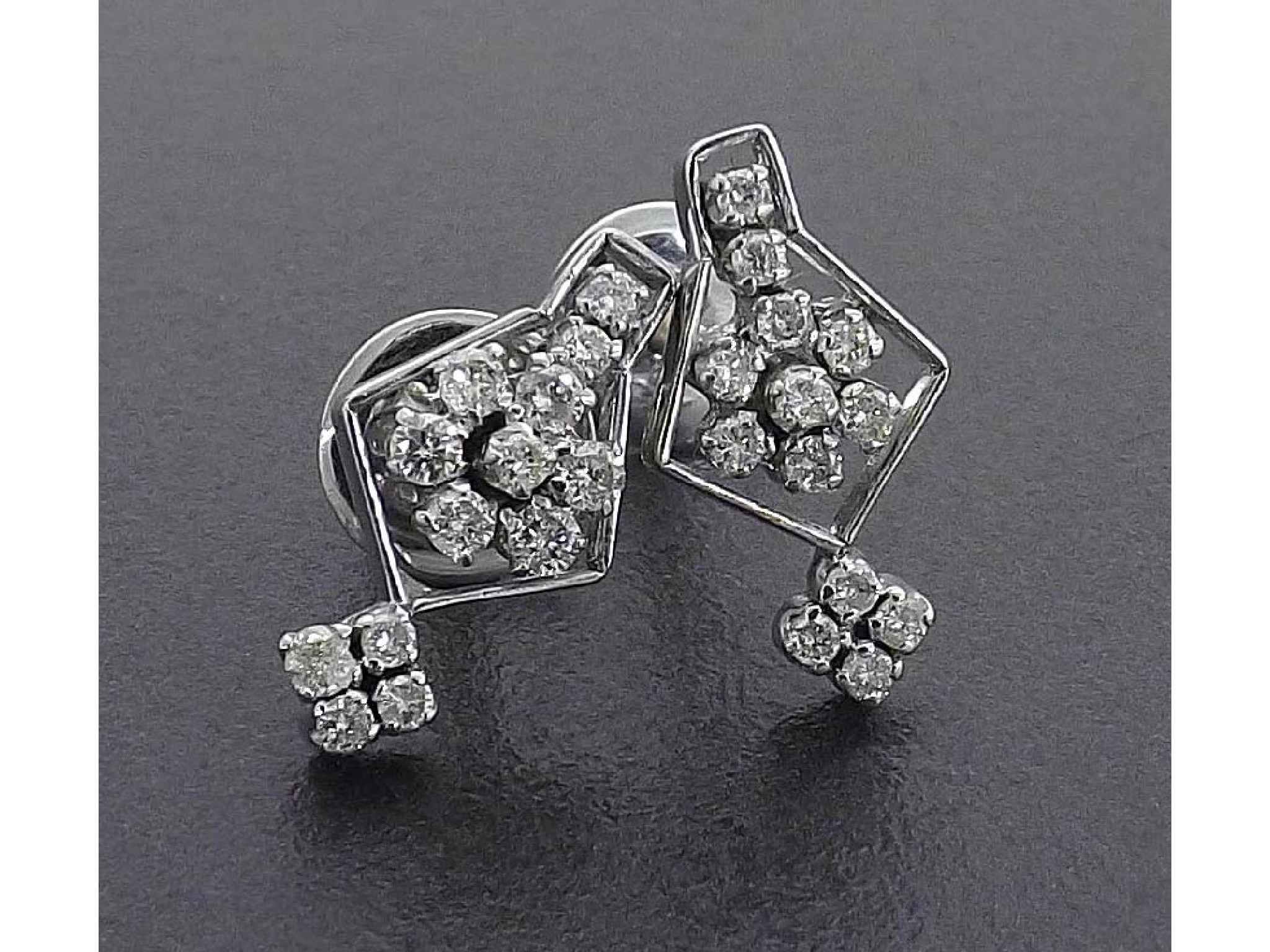 Appraisal: Pair of k white gold diamond set earrings screw fittings