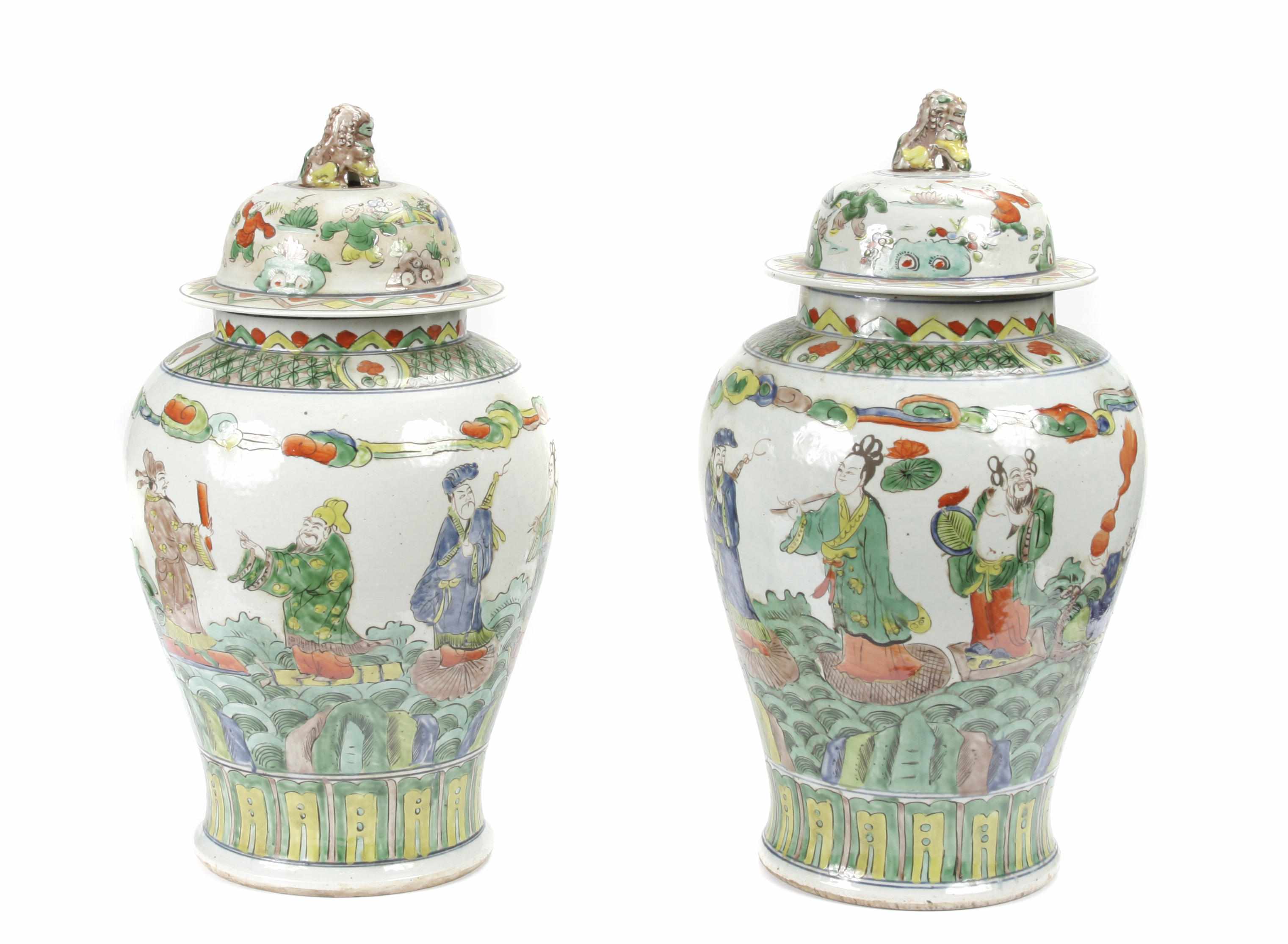 Appraisal: A pair of Chinese famille verte covered jars height in