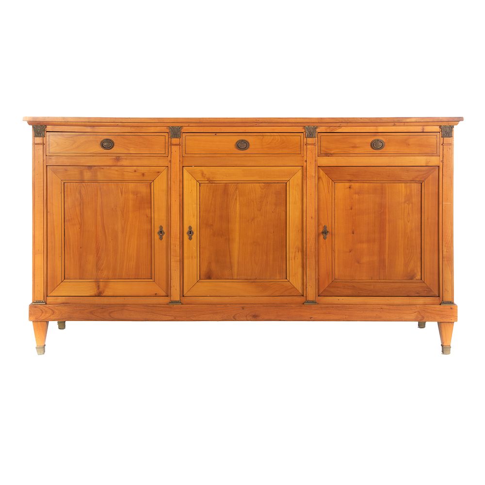 Appraisal: French Directoire Style Cherry Buffet th century flat top three