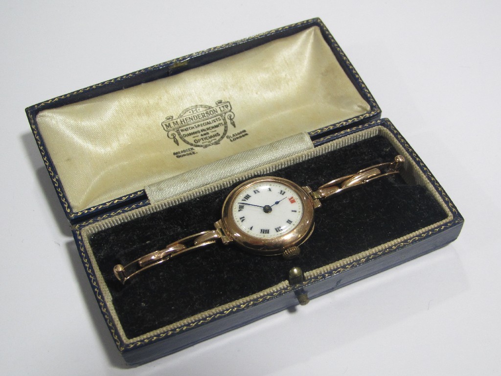 Appraisal: Ladies early th century ct gold cased wrist watch on