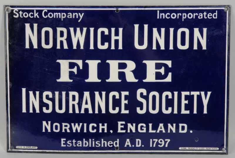 Appraisal: Porcelain Norwich Union Fire Insurance Sign Description Established in in