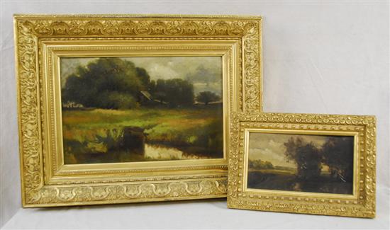 Appraisal: BARBIZON SCHOOL th century TWO LANDSCAPES oil on canvas and