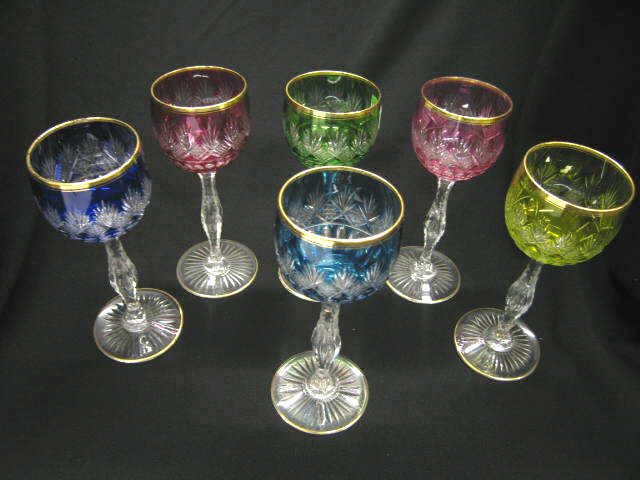 Appraisal: Set of Colored Cut-to-Clear Wines various colors high quality