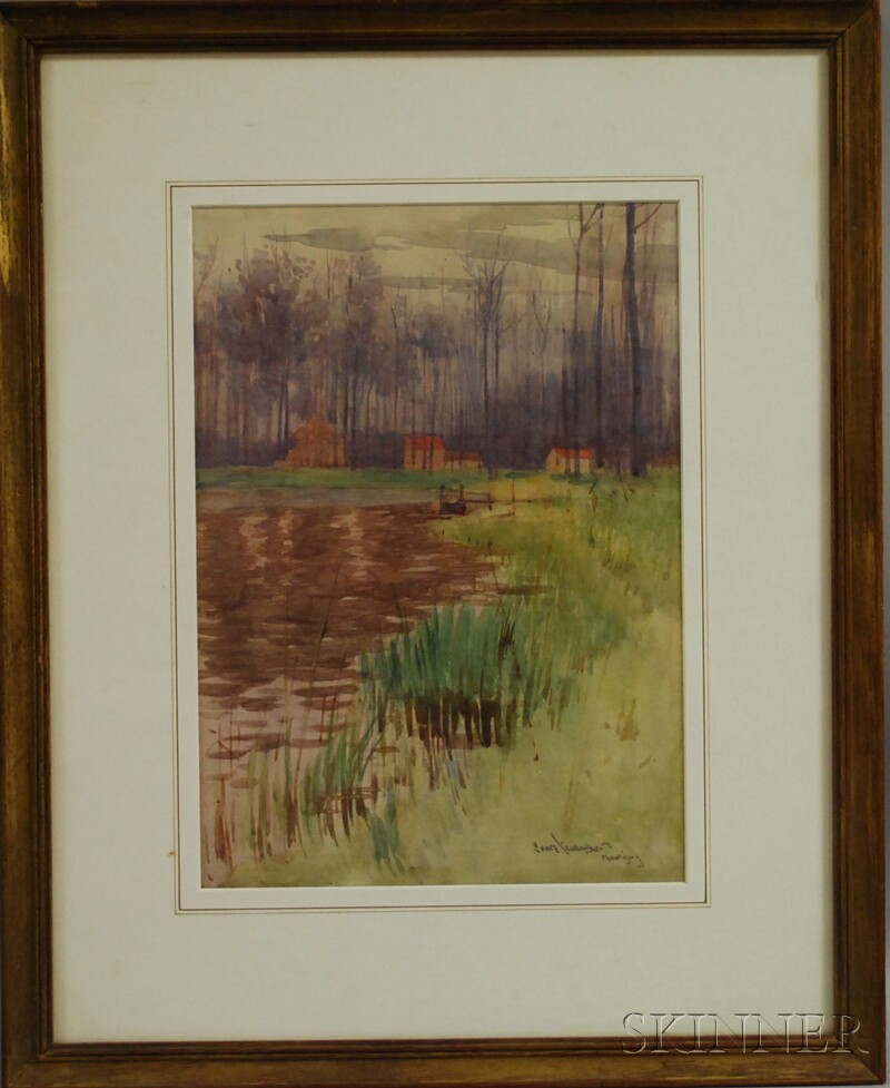 Appraisal: Sears Gallagher American - Quiet Stream Signed Sears Gallagher-Montigny l