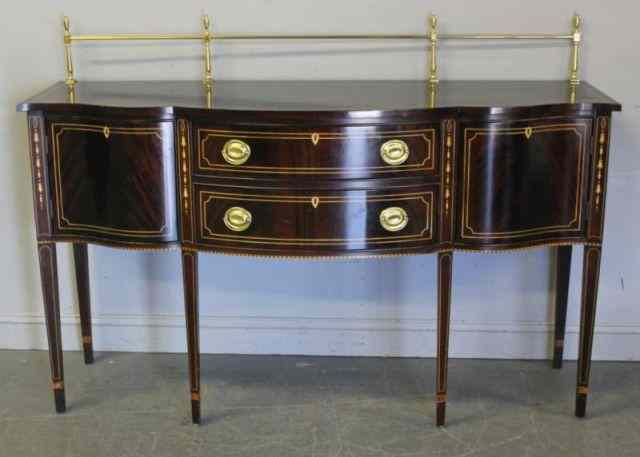 Appraisal: Banded and Inlaid Stickley Audi Hepplewhite Serverwith Brass Gallery From