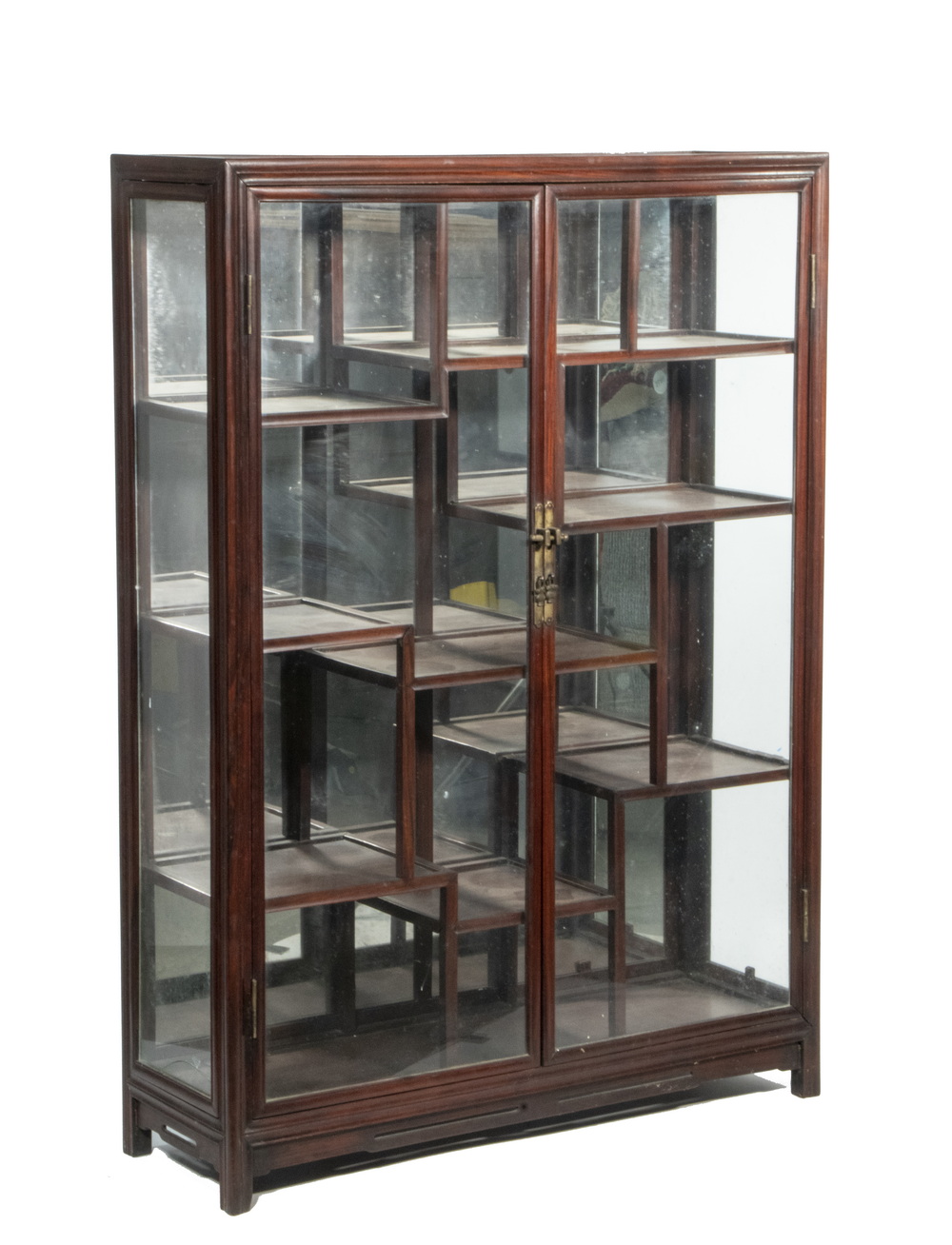 Appraisal: ROSEWOOD DISPLAY CABINET Chinese Display Case with glass paneled front