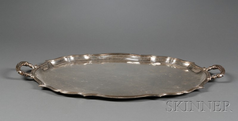 Appraisal: Peruvian Sterling Tea Tray th century oval with molded ogee