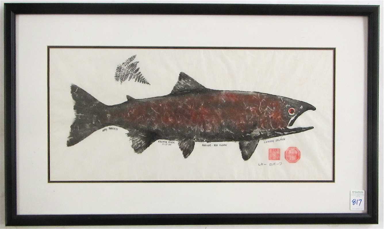 Appraisal: REMY ROBERTS GYOTAKU PRINT Oregon st century Chinook Salmon a