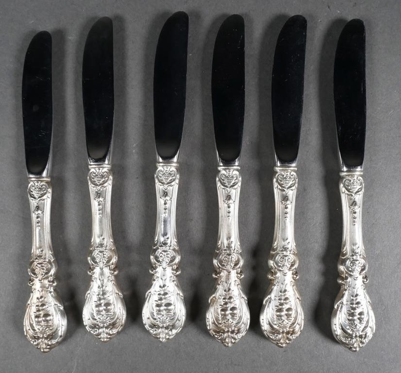 Appraisal: Set of sterling hollow handle Francis I pattern butter spreaders