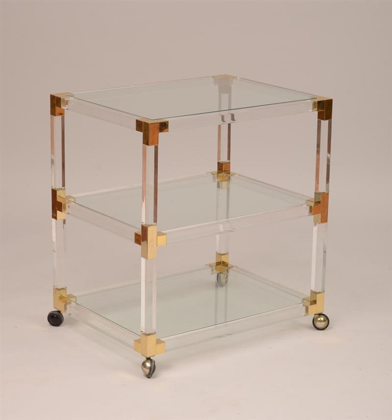 Appraisal: Bar Cart Brass lucite x x in Estimate -