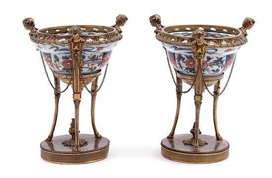 Appraisal: A Pair of French Gilt-Bronze-Mounted Chinese Imari Porcelain Coupes A