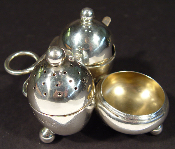 Appraisal: Victorian silver three divisional cruet set London