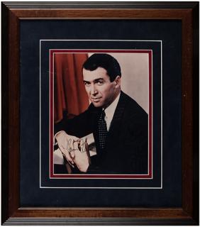 Appraisal: Jimmy Stewart Signed Portrait Photograph Circa s Half-length color portrait