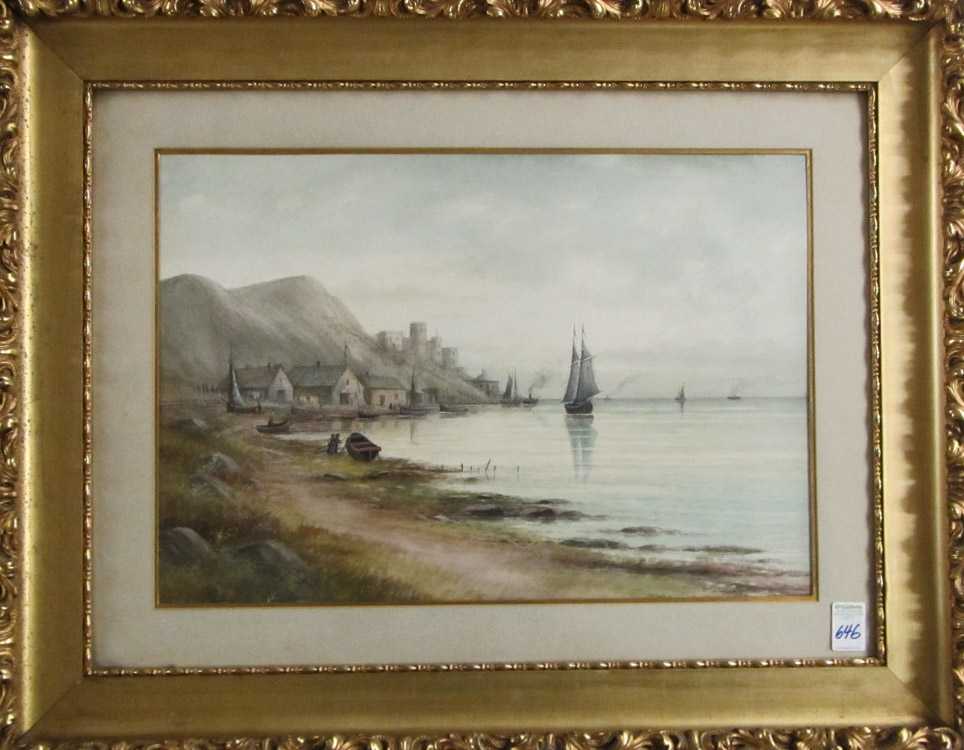 Appraisal: AL ENGLISH WATERCOLOR ON PAPER English th century coastal village