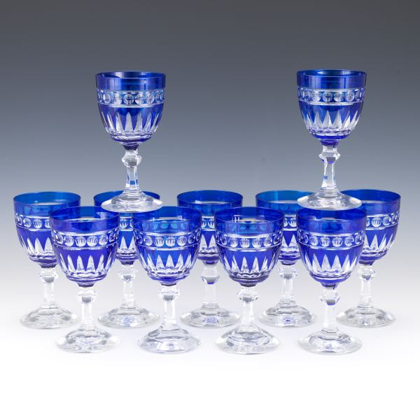 Appraisal: VAL ST LAMBERT WINE GLASSES SET OF x Cobalt blue