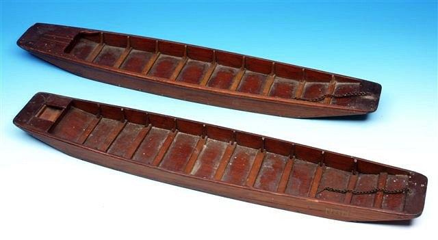 Appraisal: TWO MAHOGANY MODELS OF OXBRIDGE PUNTS the longest