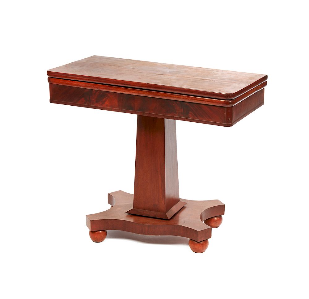 Appraisal: Empire Style Game Table Empire style game table with mahogany