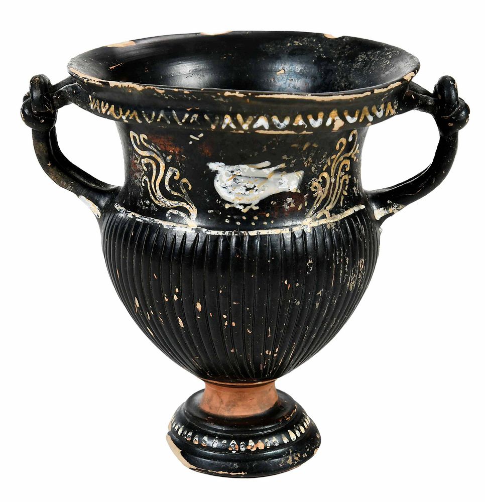 Appraisal: An Apulian Gnathian Ware Ribbed Kantharos Greek South Italian probably