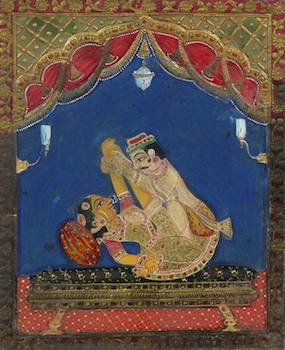 Appraisal: Tanjore South India th Century An amorous couple gouache and