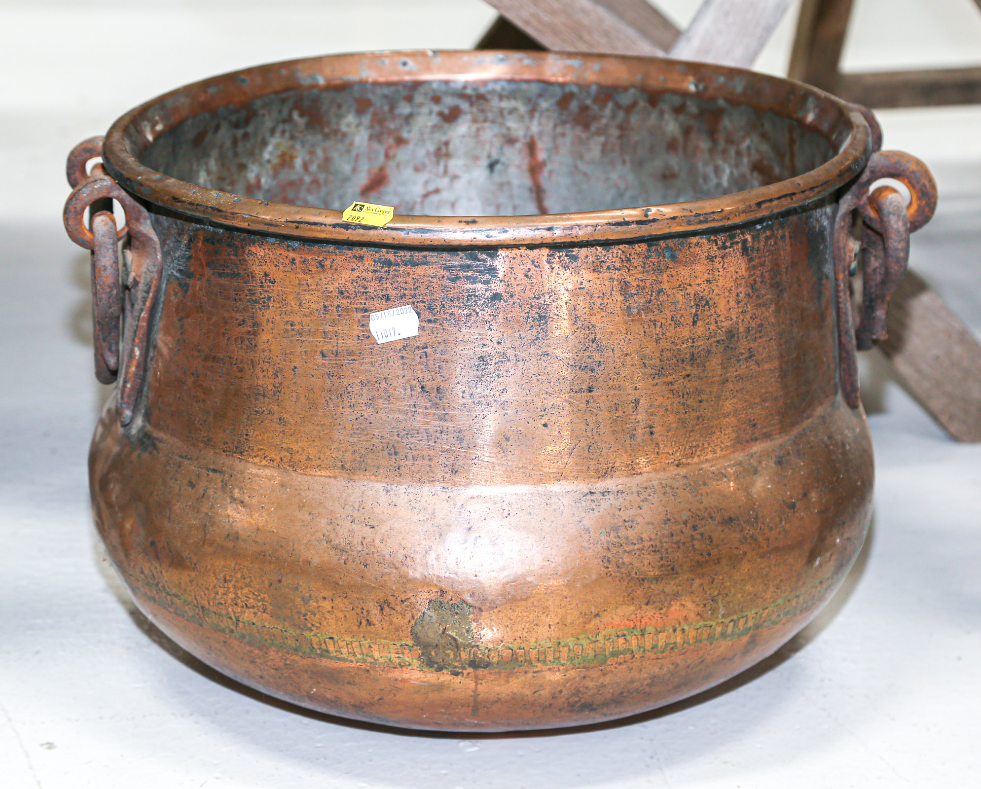 Appraisal: LARGE COPPER KINDLING BUCKET th century in H