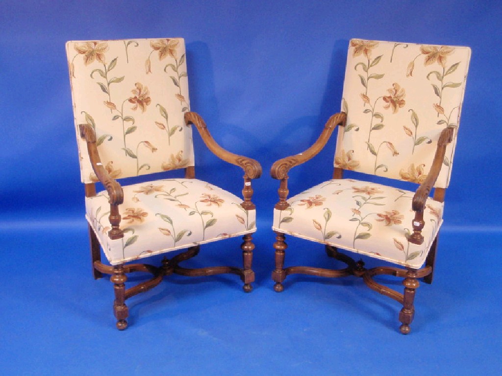 Appraisal: A pair of mahogany framed William and Mary style open