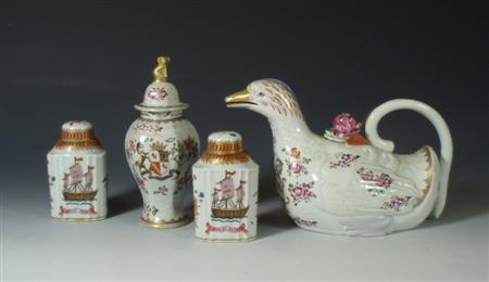 Appraisal: A th century Samson duck form teapot In the manner