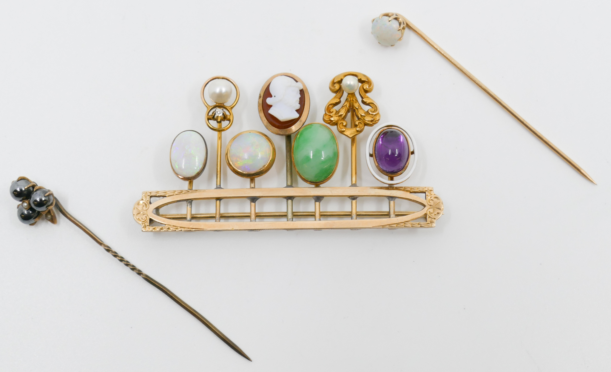 Appraisal: Box Antique Stick Pin Brooch and Pins - Grams TW